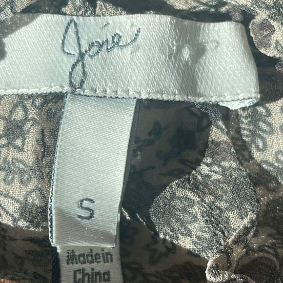 Joie Sheer Brown Floral Print Peasant Style Festival Top Sz S - Picture 7 of 7